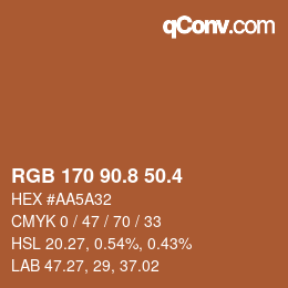 カラーコード: RGB 170 90.8 50.4 | qconv.com
