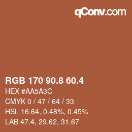 カラーコード: RGB 170 90.8 60.4 | qconv.com