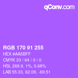 カラーコード: RGB 170 91 255 | qconv.com