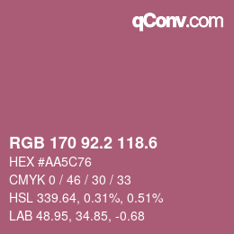 カラーコード: RGB 170 92.2 118.6 | qconv.com