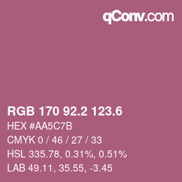カラーコード: RGB 170 92.2 123.6 | qconv.com