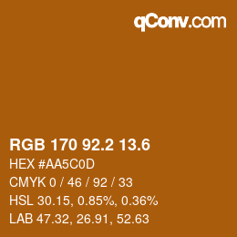 カラーコード: RGB 170 92.2 13.6 | qconv.com