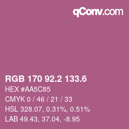 カラーコード: RGB 170 92.2 133.6 | qconv.com