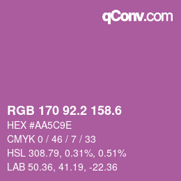 カラーコード: RGB 170 92.2 158.6 | qconv.com
