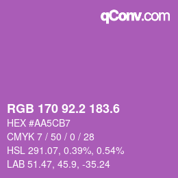カラーコード: RGB 170 92.2 183.6 | qconv.com