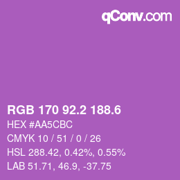 カラーコード: RGB 170 92.2 188.6 | qconv.com