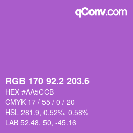 カラーコード: RGB 170 92.2 203.6 | qconv.com