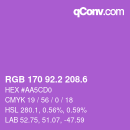カラーコード: RGB 170 92.2 208.6 | qconv.com