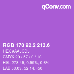 カラーコード: RGB 170 92.2 213.6 | qconv.com