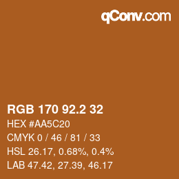Color code: RGB 170 92.2 32 | qconv.com
