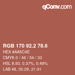 カラーコード: RGB 170 92.2 78.6 | qconv.com