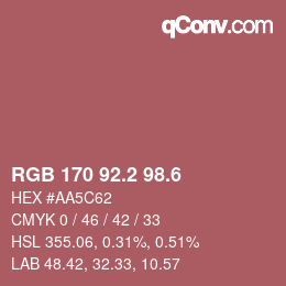 カラーコード: RGB 170 92.2 98.6 | qconv.com