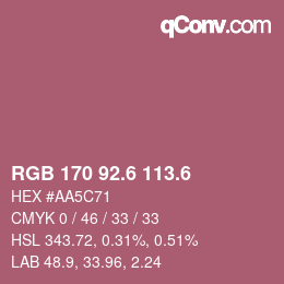カラーコード: RGB 170 92.6 113.6 | qconv.com