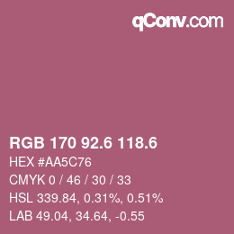 カラーコード: RGB 170 92.6 118.6 | qconv.com