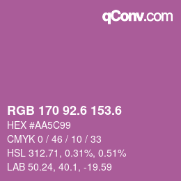 カラーコード: RGB 170 92.6 153.6 | qconv.com