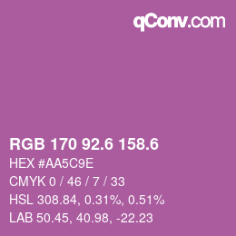 カラーコード: RGB 170 92.6 158.6 | qconv.com