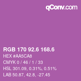 カラーコード: RGB 170 92.6 168.6 | qconv.com