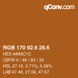 カラーコード: RGB 170 92.6 28.6 | qconv.com