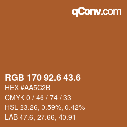 カラーコード: RGB 170 92.6 43.6 | qconv.com