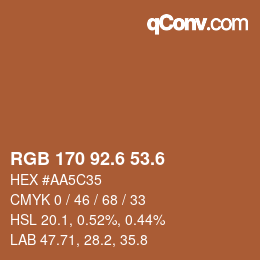 カラーコード: RGB 170 92.6 53.6 | qconv.com