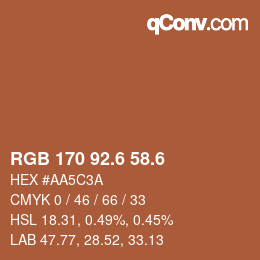 カラーコード: RGB 170 92.6 58.6 | qconv.com