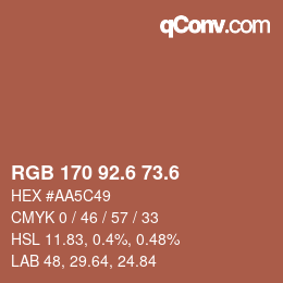 カラーコード: RGB 170 92.6 73.6 | qconv.com