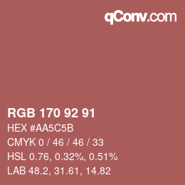 カラーコード: RGB 170 92 91 | qconv.com