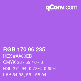 Código de color: RGB 170 96 235 | qconv.com