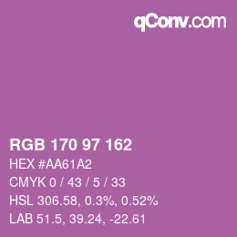 Color code: RGB 170 97 162 | qconv.com
