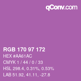 Color code: RGB 170 97 172 | qconv.com