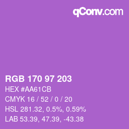 Color code: RGB 170 97 203 | qconv.com