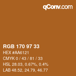 Color code: RGB 170 97 33 | qconv.com