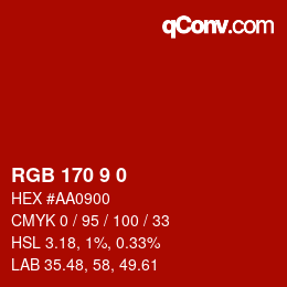 Color code: RGB 170 9 0 | qconv.com