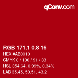 カラーコード: RGB 171.1 0.8 16 | qconv.com