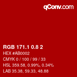 カラーコード: RGB 171.1 0.8 2 | qconv.com