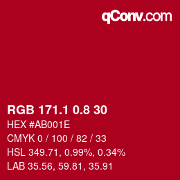 カラーコード: RGB 171.1 0.8 30 | qconv.com