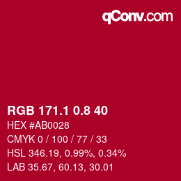 カラーコード: RGB 171.1 0.8 40 | qconv.com
