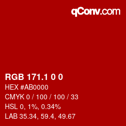 カラーコード: RGB 171.1 0 0 | qconv.com