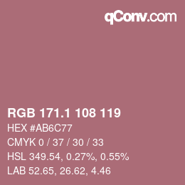 Color code: RGB 171.1 108 119 | qconv.com