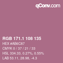 カラーコード: RGB 171.1 108 135 | qconv.com
