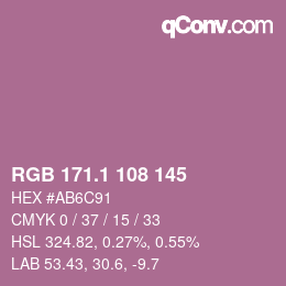 カラーコード: RGB 171.1 108 145 | qconv.com