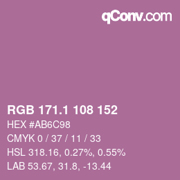 カラーコード: RGB 171.1 108 152 | qconv.com