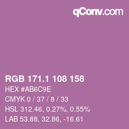 カラーコード: RGB 171.1 108 158 | qconv.com