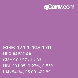 カラーコード: RGB 171.1 108 170 | qconv.com