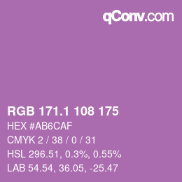 カラーコード: RGB 171.1 108 175 | qconv.com