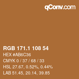 カラーコード: RGB 171.1 108 54 | qconv.com