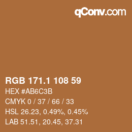 Color code: RGB 171.1 108 59 | qconv.com