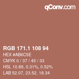 Color code: RGB 171.1 108 94 | qconv.com