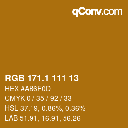 カラーコード: RGB 171.1 111 13 | qconv.com