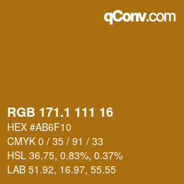 カラーコード: RGB 171.1 111 16 | qconv.com